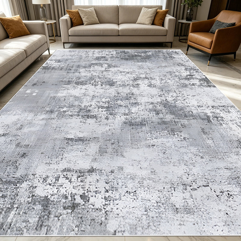 1PC Distressed Grey Abstract Vintage Farmhouse area rugs for Living Room, Soft and Comfortable, Suitable for all seasons, easy-to-maintain, machine washable Indoor floor mat, Under Table Farmhouse suitable for dining room, kitchen, bedroom, entryway
