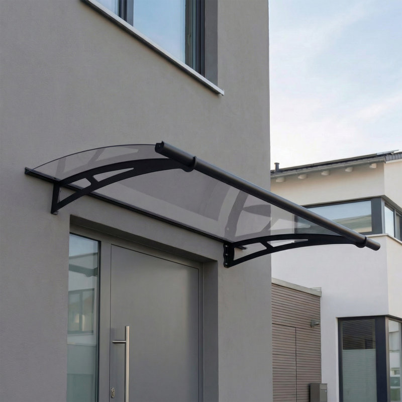 Palram - Canopia Aquila 4'11" W x 3' D Acrylic Galvanized Steel Convex Door Awning Gray/Clear, Clear