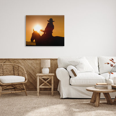 «Stupell Industries Cowboy at Sunset Silhouette», art mural sur toile par Lisa Dearing