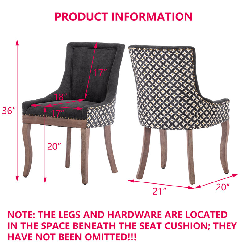 Chaise d'appoint latérale chairs Chaises en tissu épaissi avec pieds en bois massif aux tons neutres ， Ensemble de 2