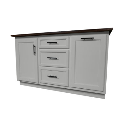 Modern 60" Solid Wood Kitchen Island with trash bin compartment and extra storage and Drop Leaf