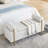 Elegant Upholstered  Storage Bench with Cylindrical Arms and Iron Legs for Hallway Living Room Bedroom-106372618