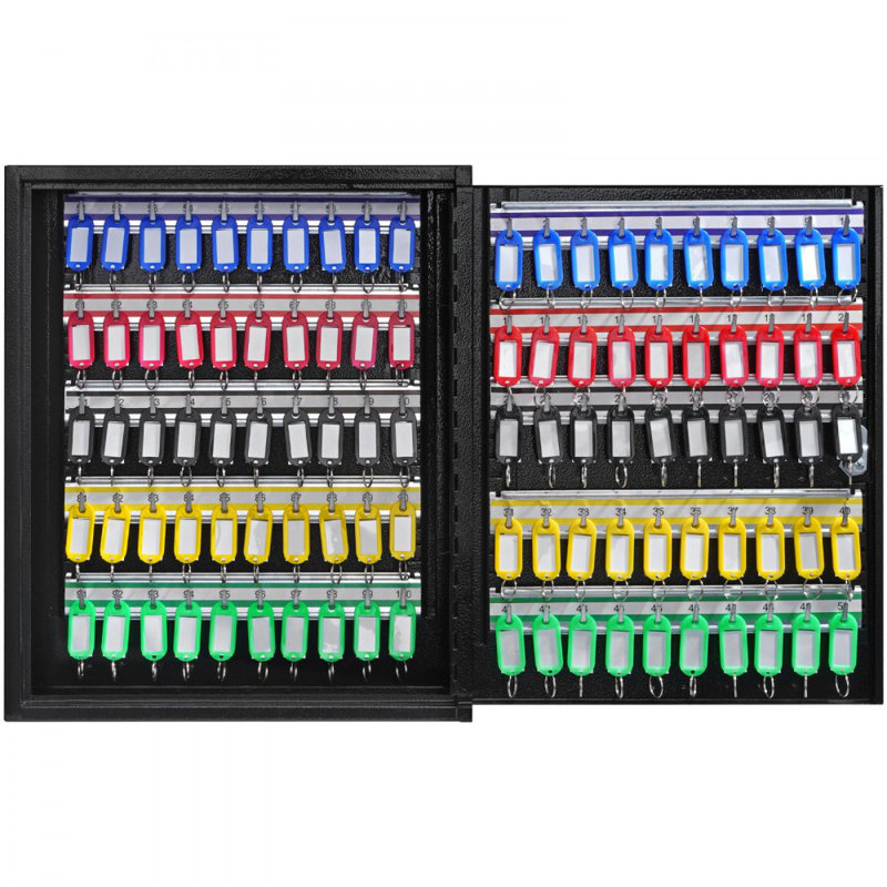 Key Cabinet, Key Lock Box with Adjustable Racks, 17.72" H x 14.96" W x 3.31" D