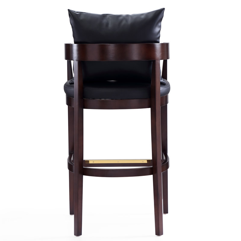 Lorello Upholstered Counter Stool with Solid Wood Frame, Black, Bar Stool (30.5" Seat Height), 1