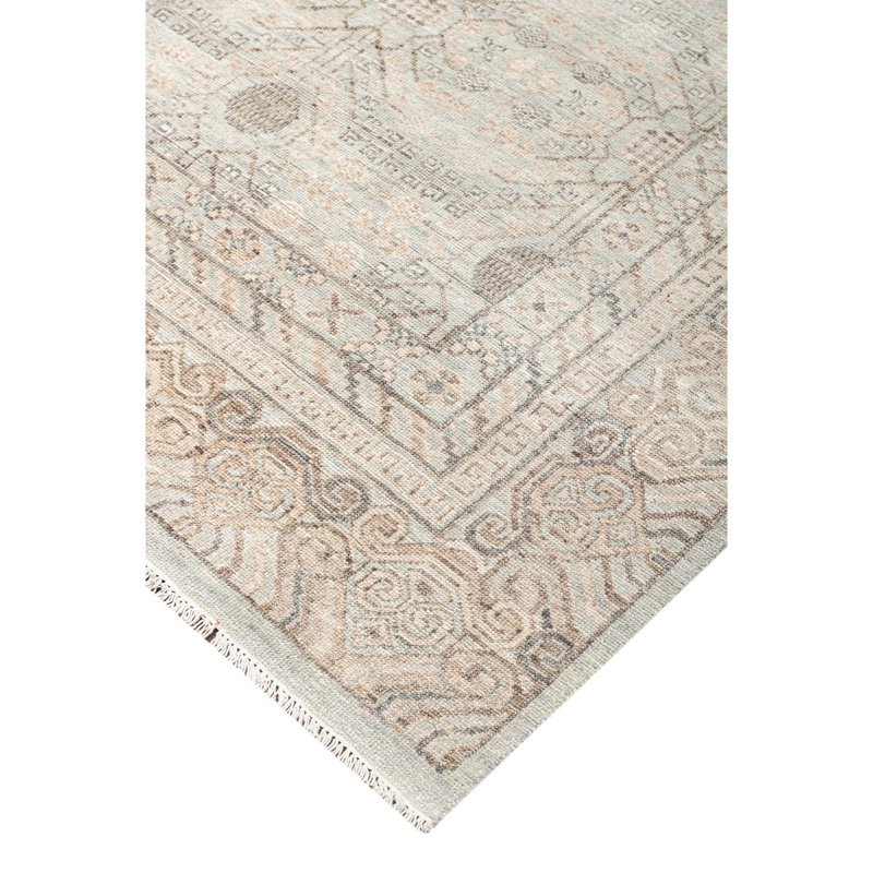 Hand Knotted Wool Oriental Area Rug in Light Blue/Brown, Rectangle 5' x 8'