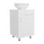 Meuble-lavabo autoportant à une porte de 18 po de large Tacna, avec vasque en porcelaine, rangement pour salle de bain, blanc-261731367