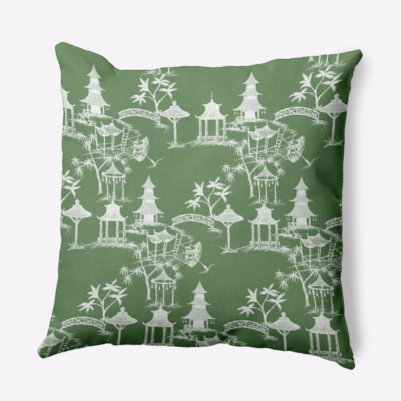 Palm Beach Toile Reversible Throw Pillow, 20" x 20", Light Green