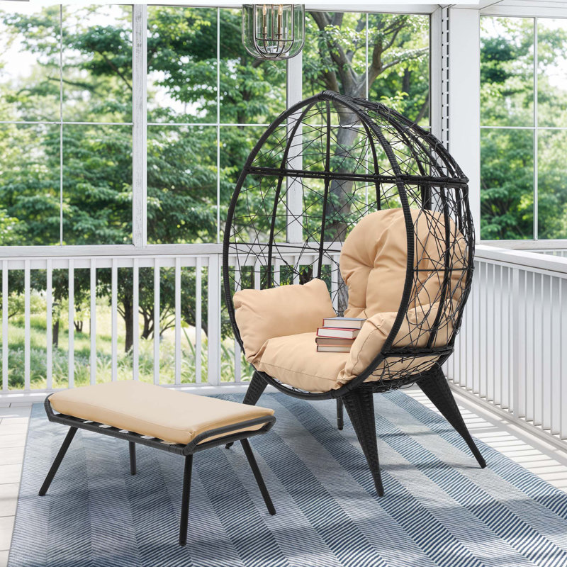 Egg Chair with Ottoman, Yellow