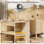 Buffet Seyla 55 po avec pieds en bois massif, 4 tablettes réglables et 4 portes cintrées et cannelées, beige-571009473-571009475