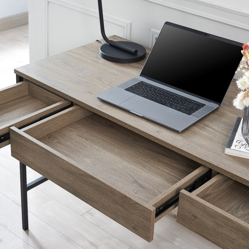 Evans 121.285cm W Rectangle Writing Desk, Antiqued Grey