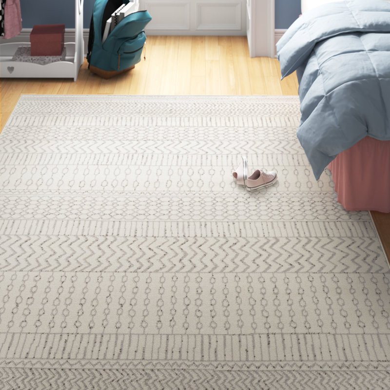 Lanaiya Gray/Ivory Area Rug, Rectangle 6'7" x 9'