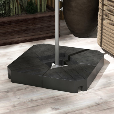 Patio Cantilever Umbrella Base Weight , 132lb Water/176lb Sand, Black, For 8 - 10' Umbrellas, Outdoor, Lightweight 4 Piece Stand Weights, Sand Capacity, 8'-10' Easy To Transport
