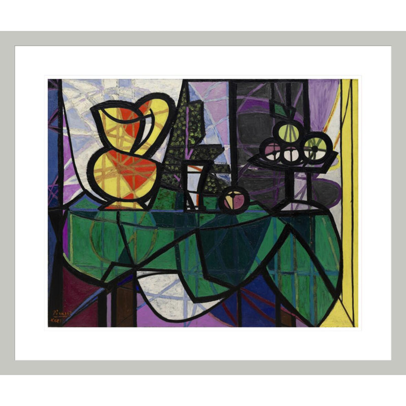 Pichet et bol de fruits par Pablo Picasso, impression giclée sur cadre, H 23,5 po x l 27,72 po