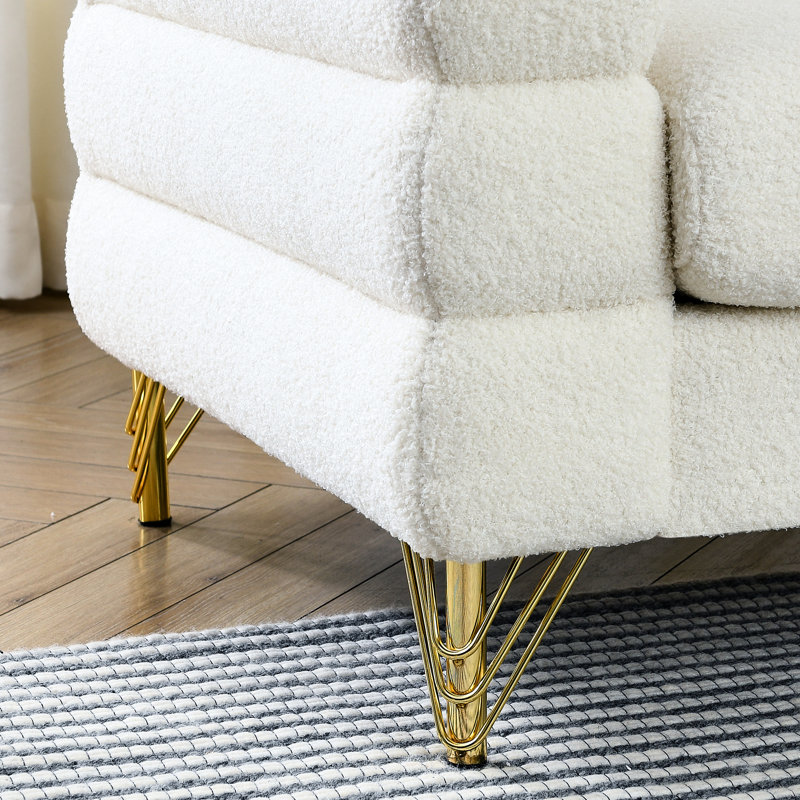 Assortiment blanc 3 +, conception moderne épurée avec des pieds en métal étincelants, livraison rapide aux États-Unis, 6 coussins, capacité de 250 lb par siège, 3 et plus