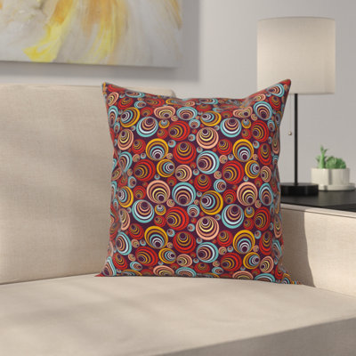 Abstract Circular Spiral Shapes Square Pillow Cover