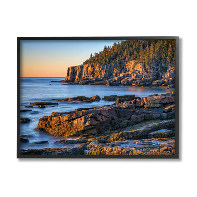 «Rocky Cove Ocean Cliff», art de la giclée encadrée par Rick Berk, Giclée encadrée noir minuit, H 11 po x l 14 po x P 1,5 po