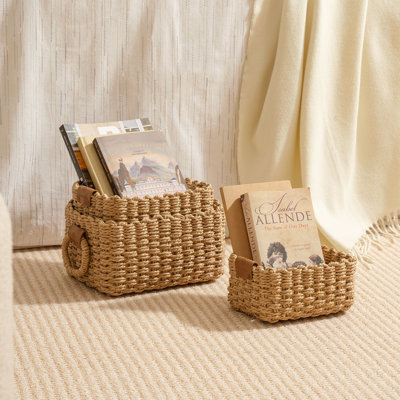 Panier de rangement en corde de papier recyclé pour bacs de rangement pour étagères