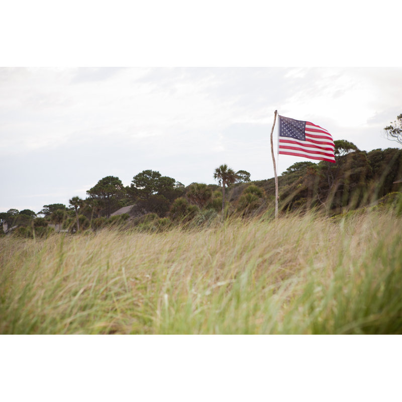 American Flag In The High Grass by Wherelifeishidden - Wrapped Canvas Print, 61cm H x 91cm W