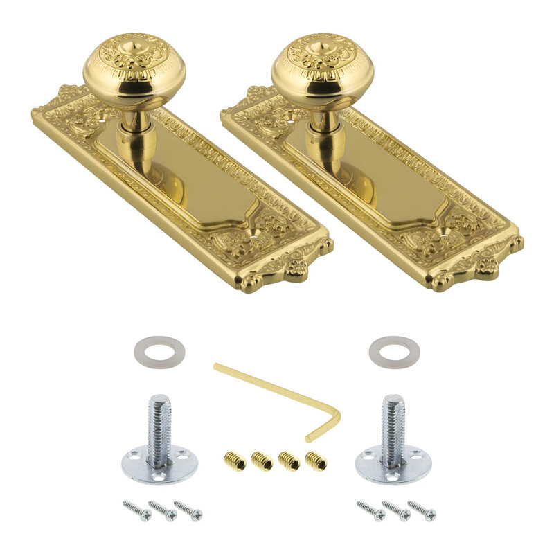 Egg & Dart Plate with Egg & Dart Door Knob, Unlacquered Brass