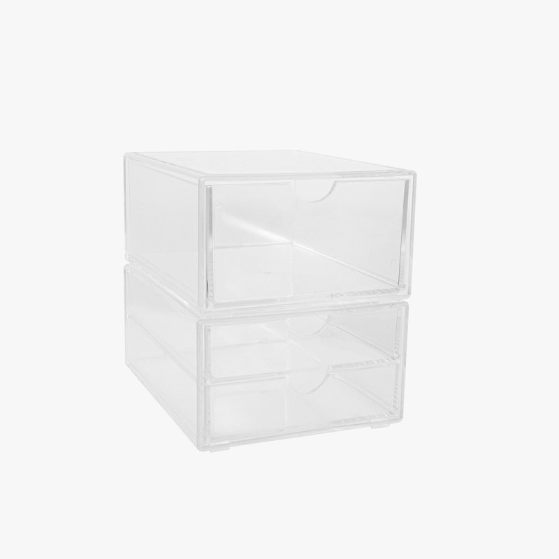 Martha Stewart Brody Set of 2 Plastic Desktop Storage Boxes - 1 Single Drawer - 1 Double Drawer