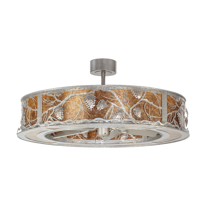 Rustic Lodge 8 - Light Chandelier, Brushed Nickel