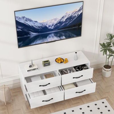 Commode 4 tiroirs avec support réglable, console de rangement moderne pour chambre à coucher