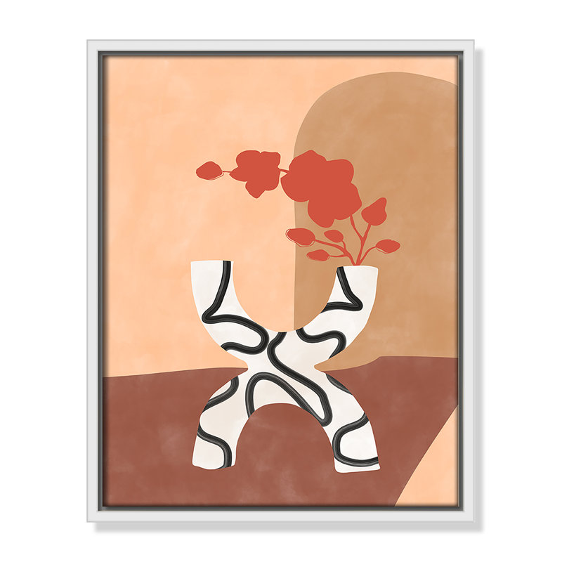 «Curved Elegance Print» par Ristova, L 12,5 po x H 15,5 po, Toile avec cadre, Flotteur blanc