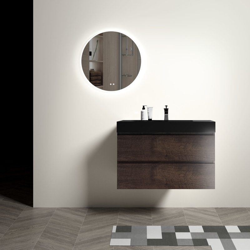 Bassin sophistiqué en quartz noir mat - Esthétique de salle de bain moderne rehaussant l'esthétique