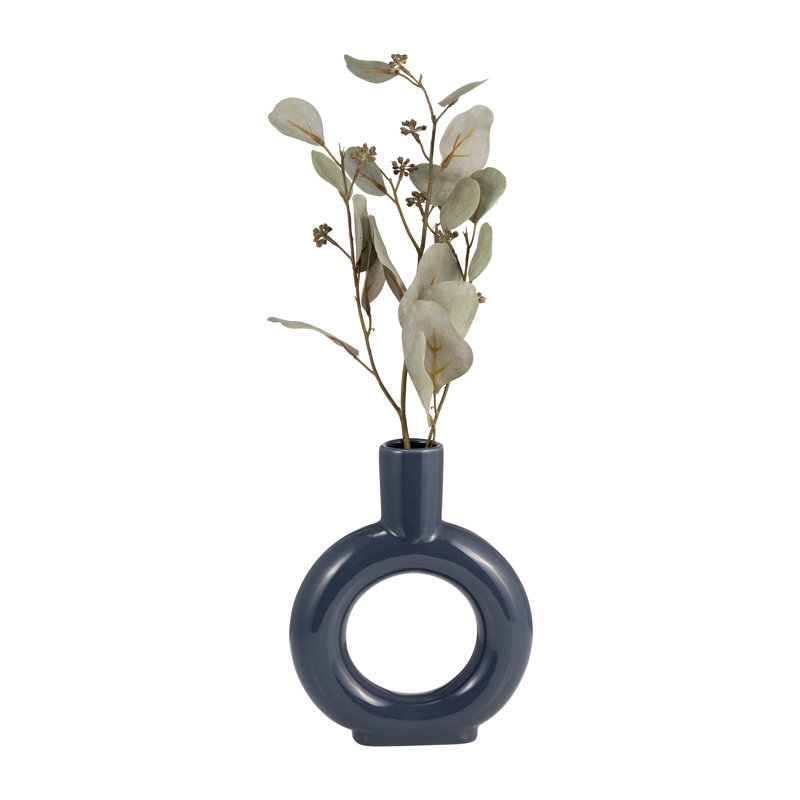 Sagebrook Home Verla Ceramic Elegant Centerpiece Vase - A Must-Have Addition for Stylish Homes, Cut out Blue