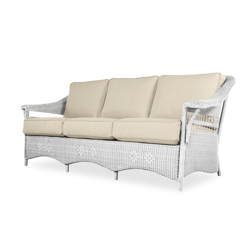Nantucket Outdoor 3 - Seat Patio Sofa, White, Bamboo Bay Sky