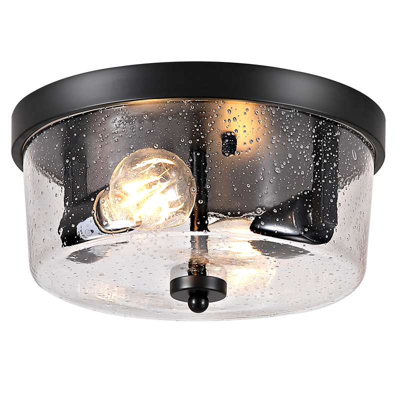 2-Light Flush Mount Ceiling Light With Clear Glass (Bulbs Not Included)