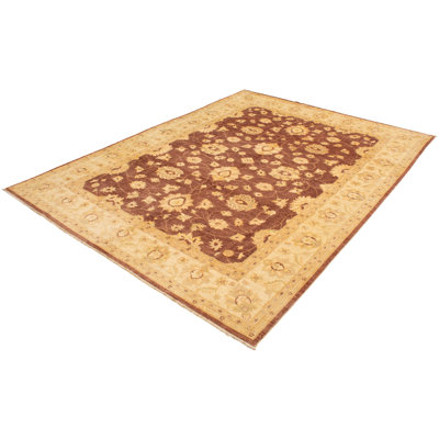 Tapis décoratif en laine de conception unique 10 pi 3 po x 13 pi 8 po noué à la main New Age Ushak