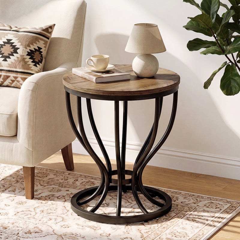 Table d'appoint ronde ronde pour le salon, table de bout ronde industrielle, 1