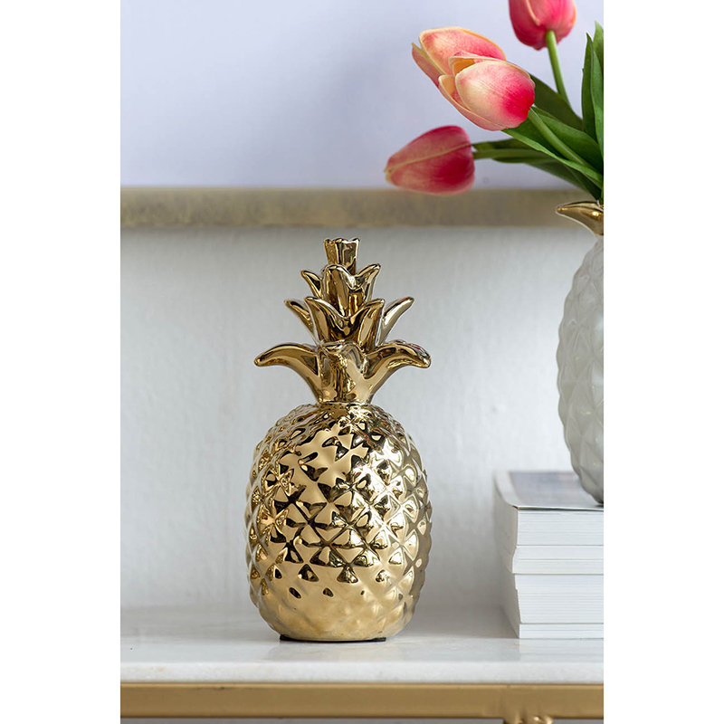 Sculpture ananas Nocona, H 6,7 po x l 3,5 po x P 3,5 po, Doré