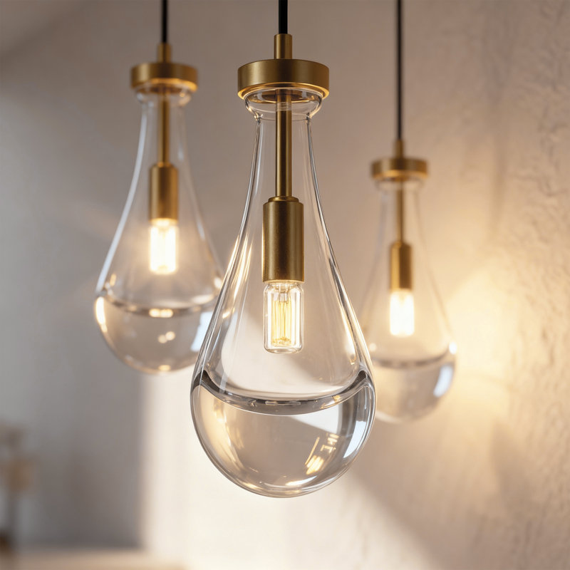 1 - Light Luxury Raindrop Single Pendant, Bronze