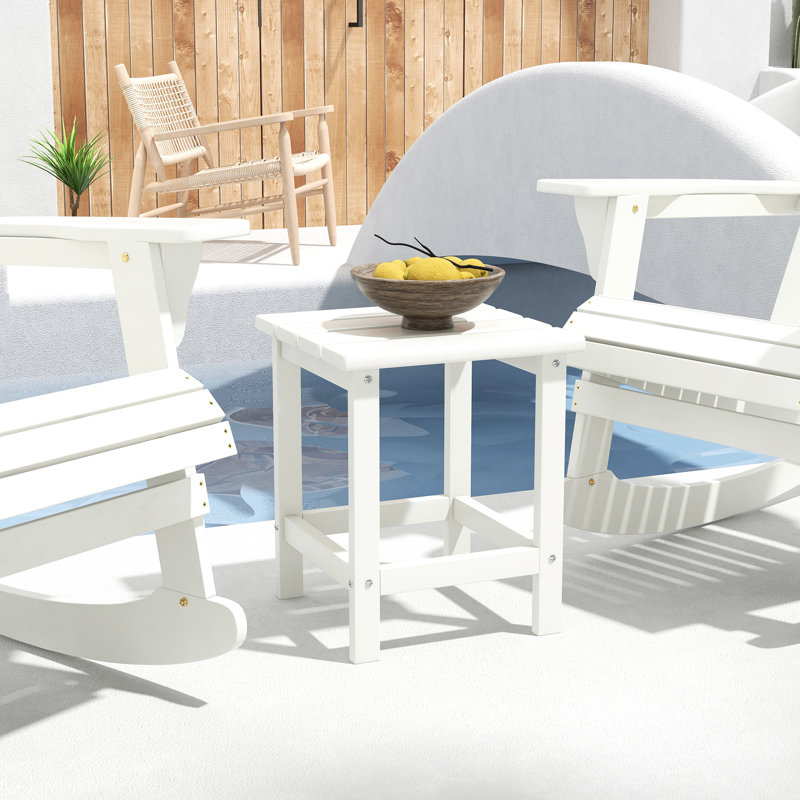 Weather Table - 15" Square Patio Side End For Balcony, Porch, Pool. Strong And Stable, 110 Lbs Capacity, White Pool, Balcony. To Changes, Capacity