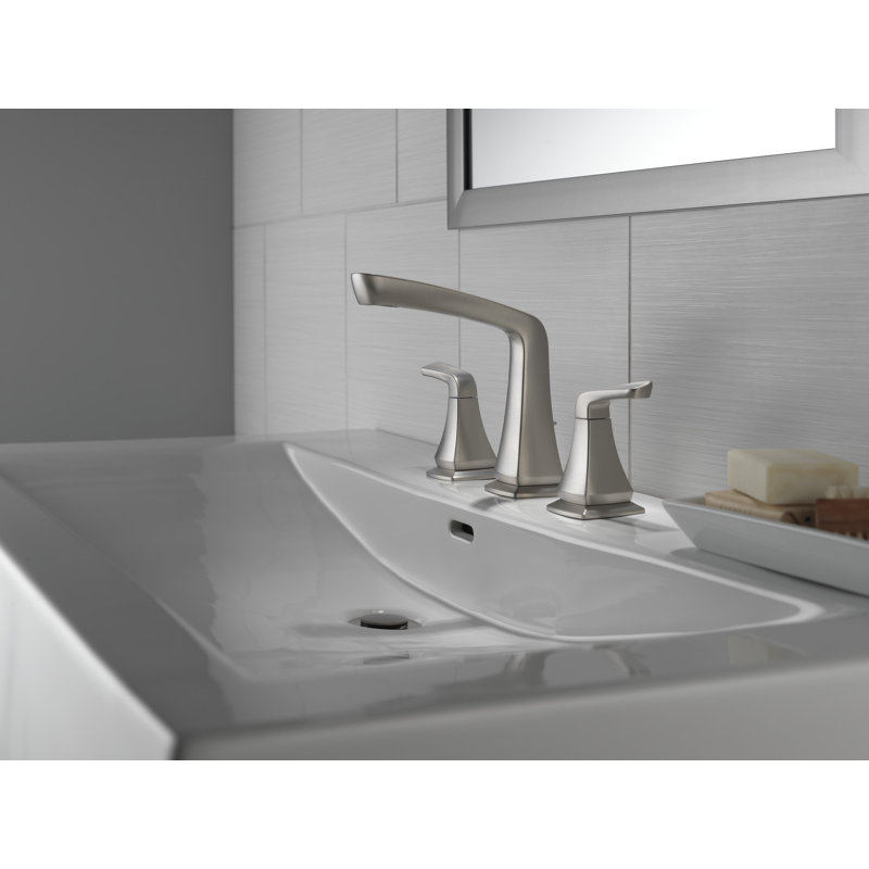 Robinet de salle de bain espacé à 3 trous et 2 poignées Vesna, Nickel brossé Spotshield
