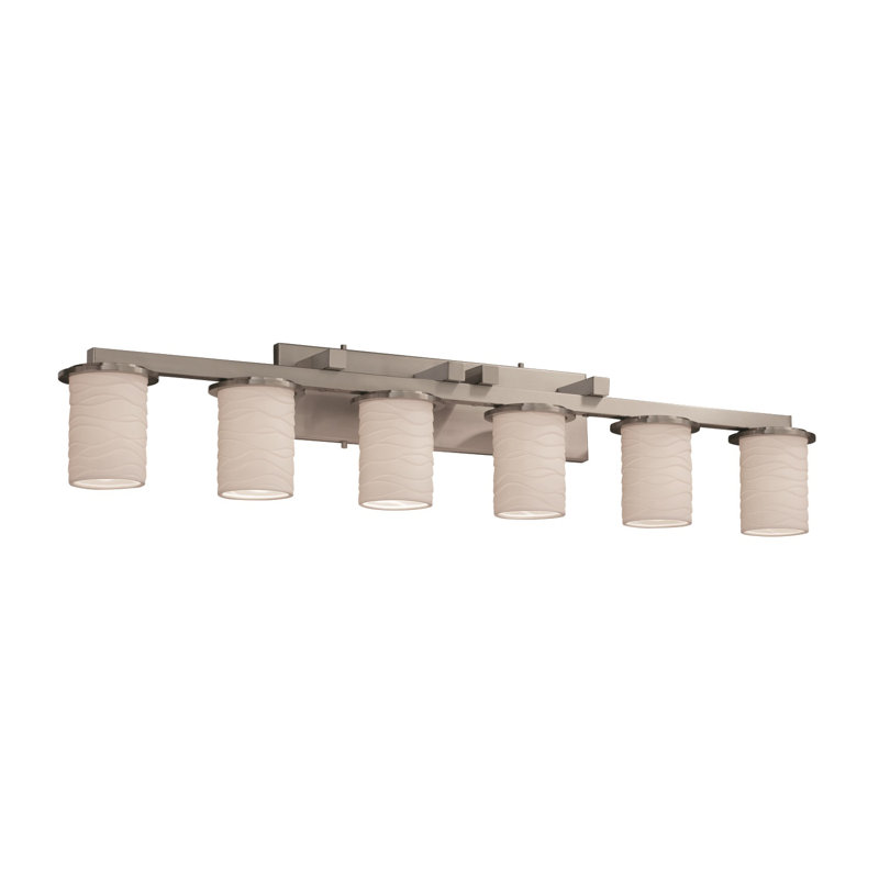 Éclairage pour meuble-lavabo 6 lumières Ainhara, Nickel, Vagues