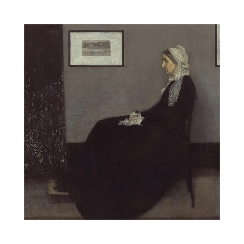 Arrangement en gris et noir. Portrait de la mère du peintre, reproduction d'art sur toile tendue, 12 po x 12 po, Sans cadre