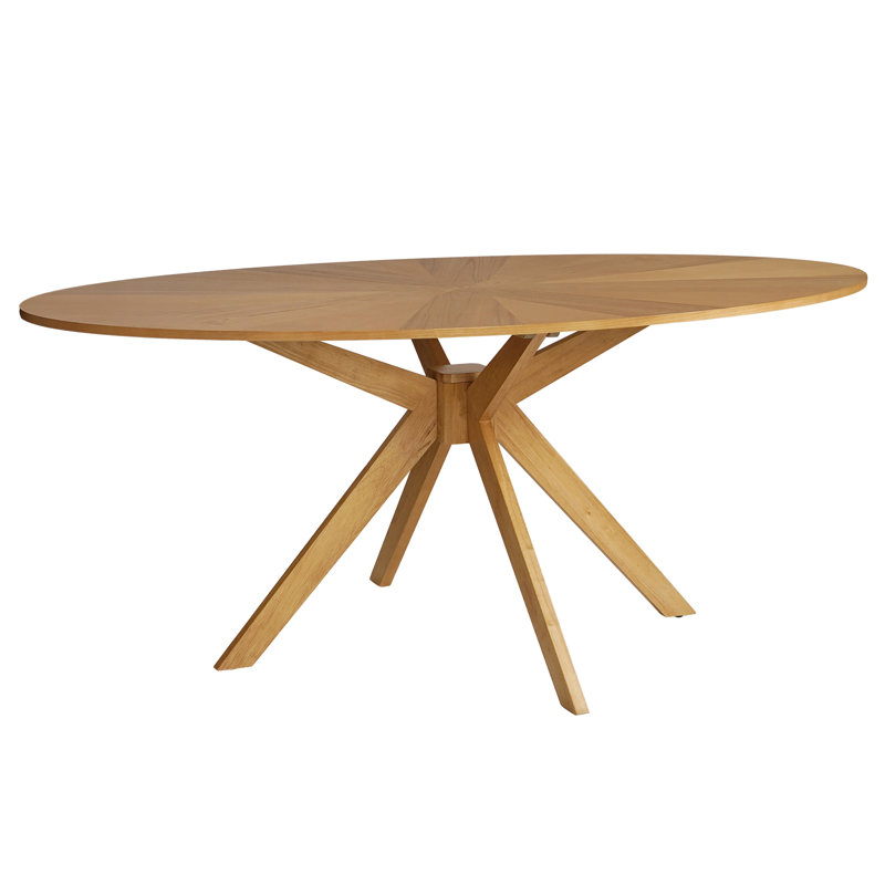 70.8"W Oval Solid Wood Base Dining Table, Natural Wood