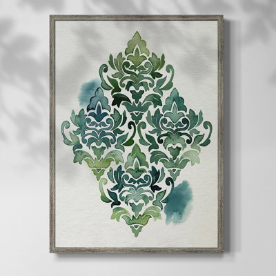 Algae and Azule Motif I Framed Print - Solid Wood