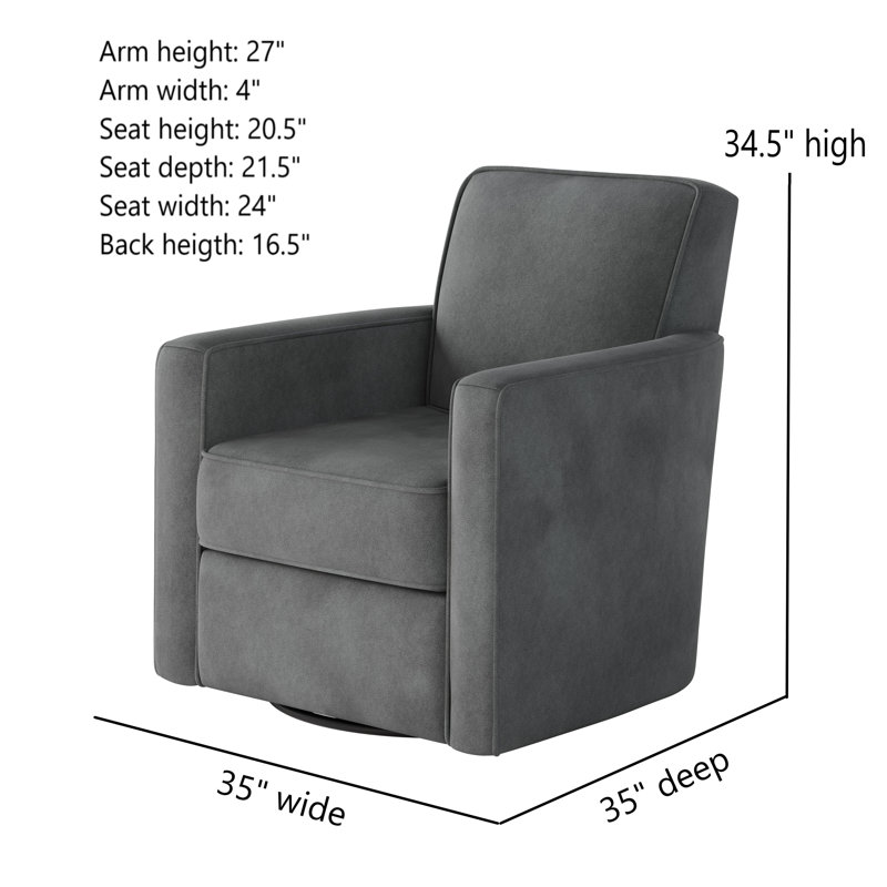 Fauteuil oscillant pivotant Balina Bindi, Charbon de bois Bella, H 38 po x l 35 po x P 36 po  