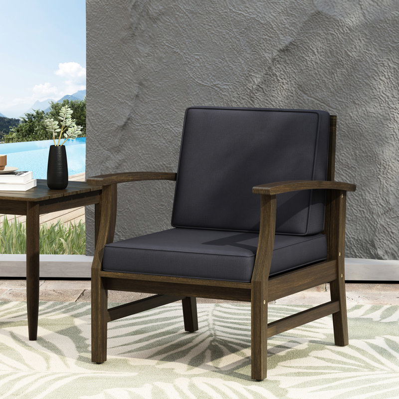 Fauteuil club gris foncé - Bois pour un espace extérieur élégant avec une structure moderne
