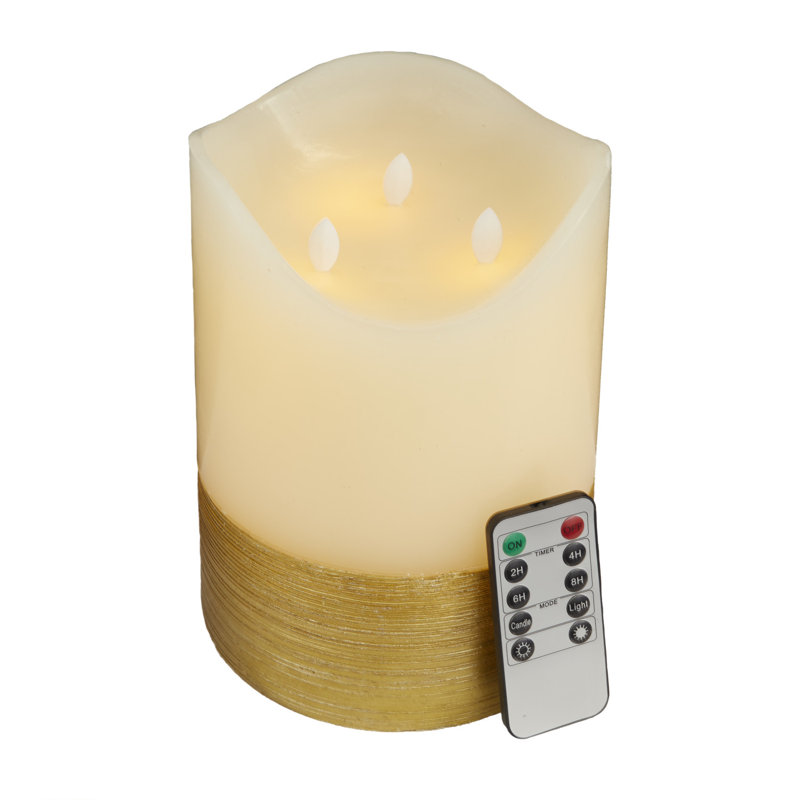 Flameless Candle, 8" H x 6" W x 6" D, Gold