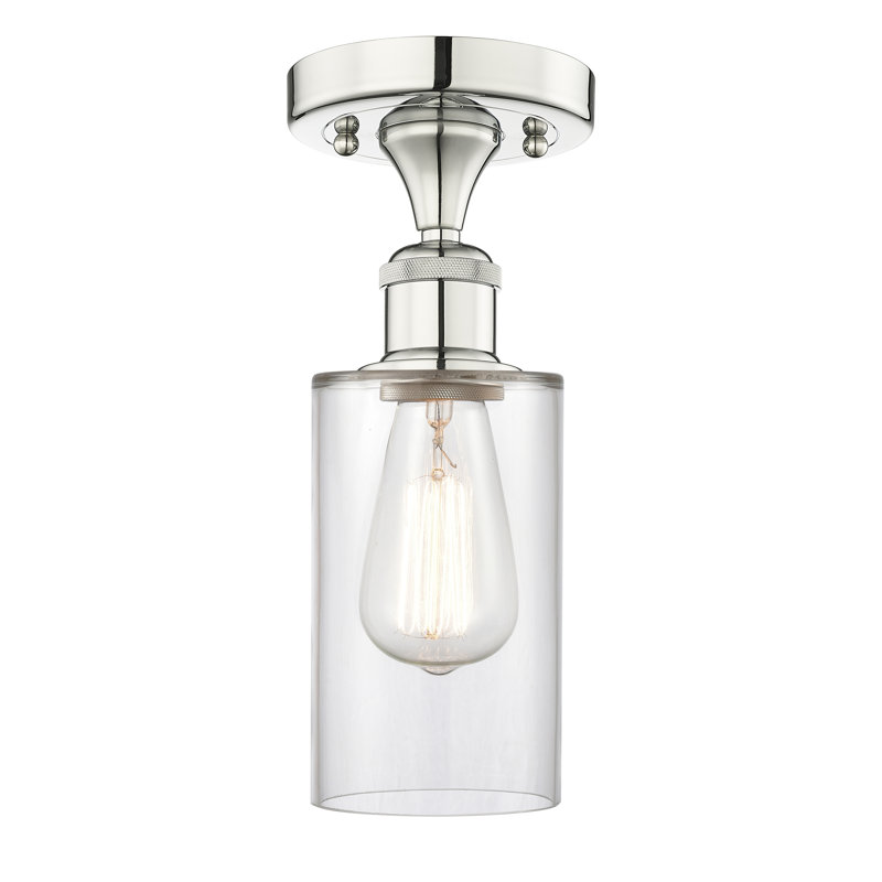 Broadoaks Glass Semi Flush Mount, Clear, Polished Nickel