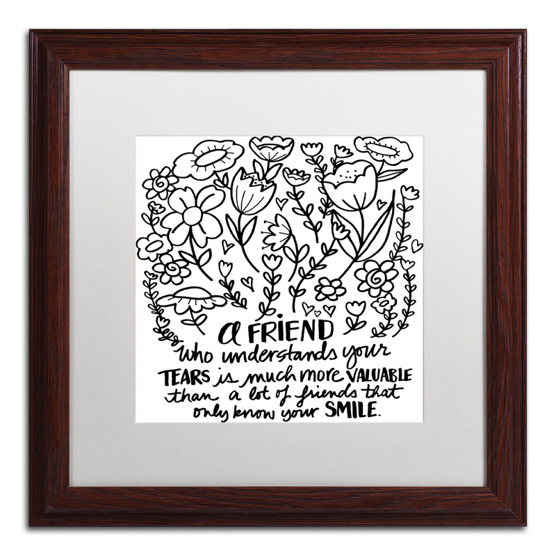 Arzel «A Friend», art textuel encadré, H 16 po x l 16 po x P 0,5 po, Blanc