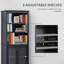 Bibliothèque avec bahut 71 "avec tablettes réglables et portes en verre pour bureau à domicile, cuisine, salon, noir