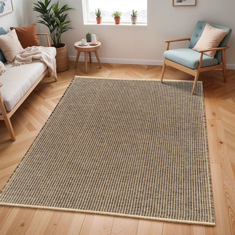 Black Modern Rug, Geometric Easy to Clean Rug For Living Room, Dining Room, Bedroom, Kitchen, Rectangle 160 x 213 cm