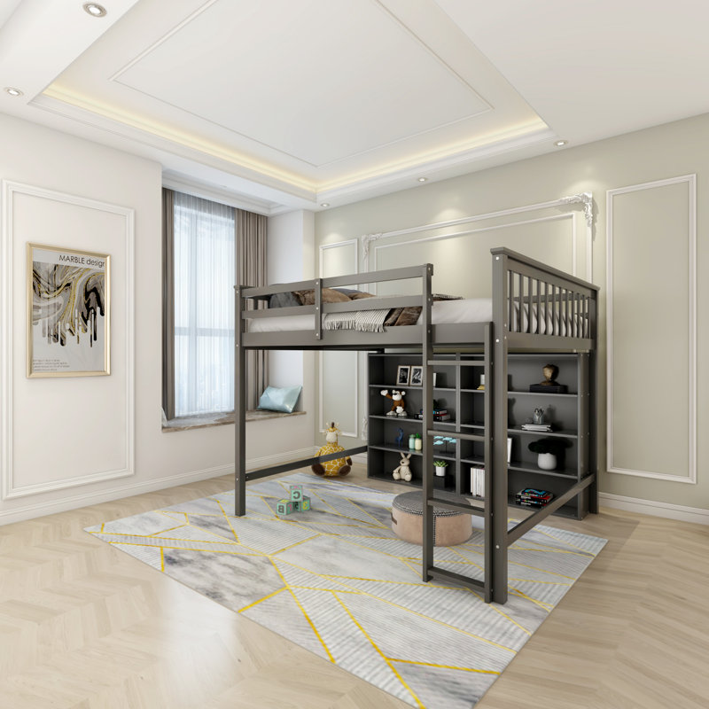Jairaj Kids Loft Bed, Gray, Full