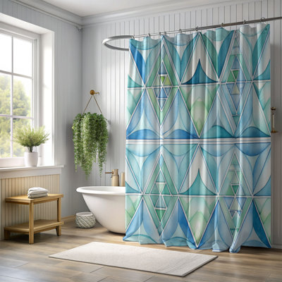 Rideaux de douche Pale Geometric Textiles - Premium